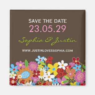 Spring Flowers Garden Whimsical Chic Save The Date Magnet