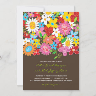 Spring Flowers Garden Whimsical Wedding Invite