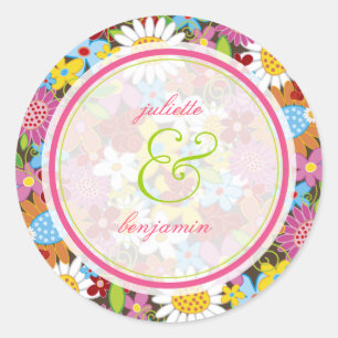 Spring Flowers Garden Whimsical Wedding Sticker