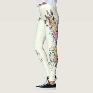 Spring Flowers Giraffe Leggings - Custom Colours