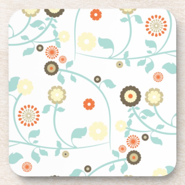 Spring flowers girly mod chic floral pattern coaster (Front)