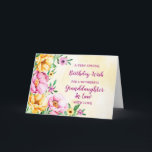 Spring Flowers Granddaughter In Law Birthday Card<br><div class="desc">Pretty and thoughtful greeting card for your great granddaughter in law's birthday with yellow,  purple and pink spring flowers,  rustic watercolor pattern and hand lettered style text.</div>