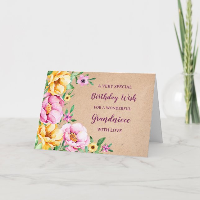 Spring Flowers Grandniece Birthday Card (Front)