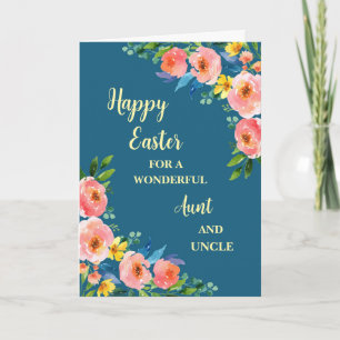 Spring Flowers Happy Easter Aunt and Uncle Holiday Card
