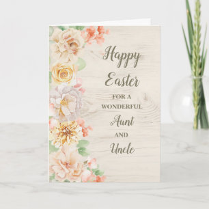 Spring Flowers Happy Easter Aunt and Uncle Holiday Card
