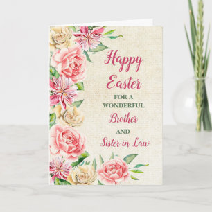 Spring Flowers Happy Easter Brother Sister in Law Holiday Card