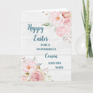 Spring Flowers Happy Easter Cousin & His Wife Holiday Card