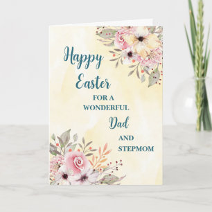 Spring Flowers Happy Easter Dad and Stepmom Holiday Card