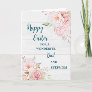 Spring Flowers Happy Easter Dad and Stepmom Holiday Card