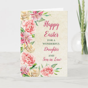 Spring Flowers Happy Easter Daughter Son in Law Holiday Card