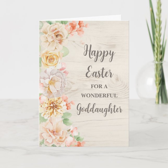 Spring Flowers Happy Easter Goddaughter Holiday Card (Front)