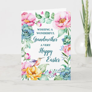 Spring Flowers Happy Easter Grandmother Holiday Card