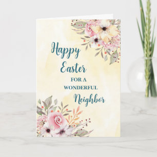 Spring Flowers Happy Easter Neighbour Holiday Card