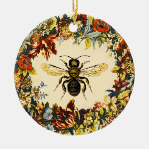 SPRING FLOWERS HONEY BEE / BEEKEEPER BEEKEEPING CERAMIC TREE DECORATION