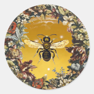SPRING FLOWERS HONEY BEE / BEEKEEPER BEEKEEPING CLASSIC ROUND STICKER