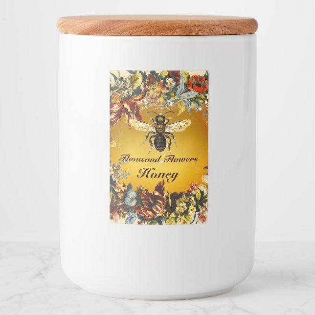 SPRING FLOWERS HONEY BEE / BEEKEEPER BEEKEEPING FOOD LABEL (Front)