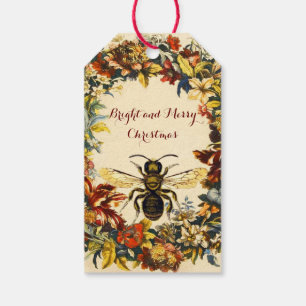 SPRING FLOWERS HONEY BEE ,BEEKEEPER Christmas Gift Tags