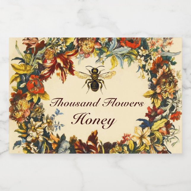 SPRING FLOWERS HONEY BEE ,BEEKEEPER FOOD LABEL (Single Label)