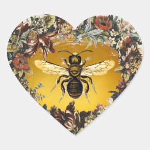 SPRING FLOWERS HONEY BEE / BEEKEEPER HEART HEART STICKER