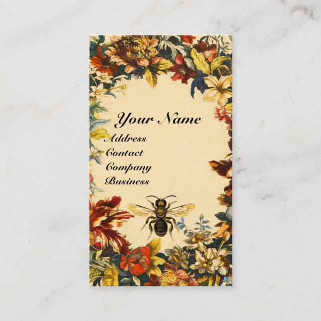 SPRING FLOWERS HONEY BEE ,BEEKEEPING,BEEKEEPER BUSINESS CARD (Front)