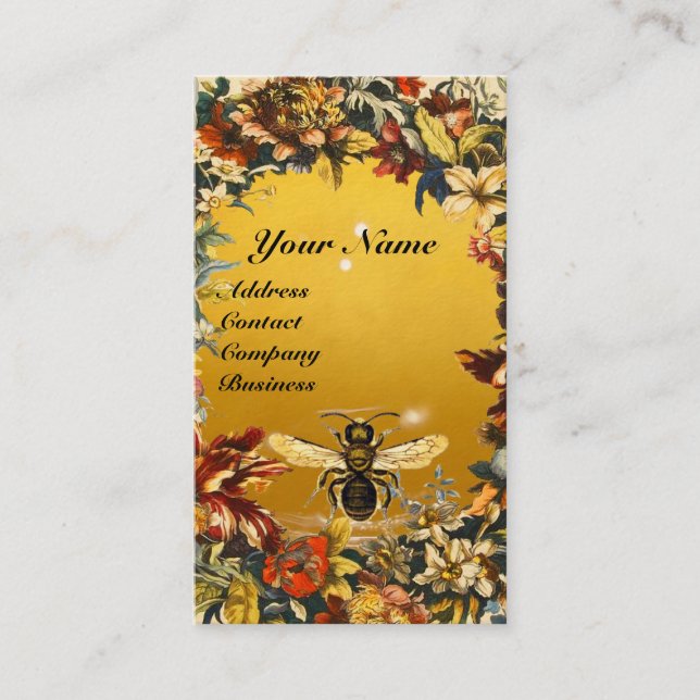 SPRING FLOWERS HONEY BEE BEEKEEPING RED WAX SEAL BUSINESS CARD (Front)