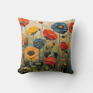 Spring Flowers In A Field Painting Cushion