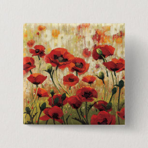 Spring Flowers in a Garden 15 Cm Square Badge