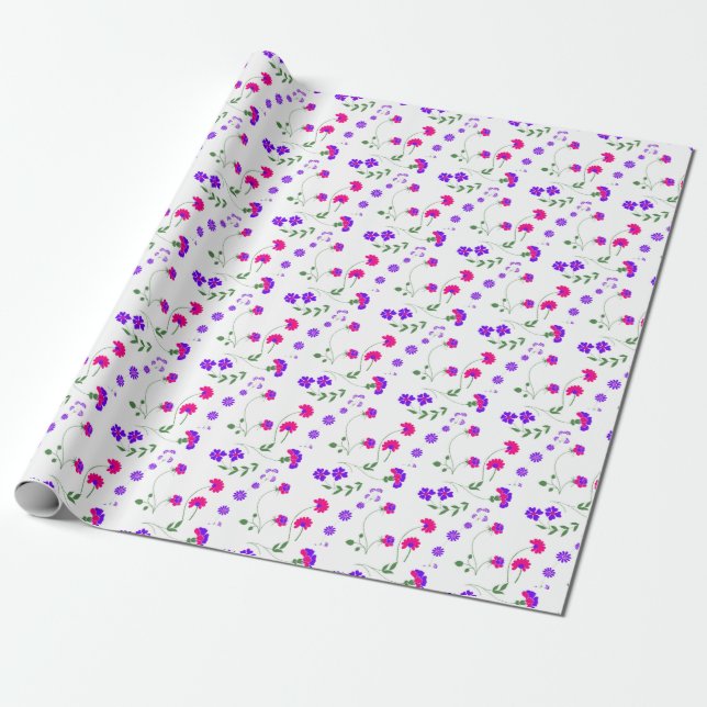 Spring Flowers in purple and pink Wrapping Paper (Unrolled)