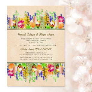 Spring Flowers Just Married Wedding Celebration Invitation