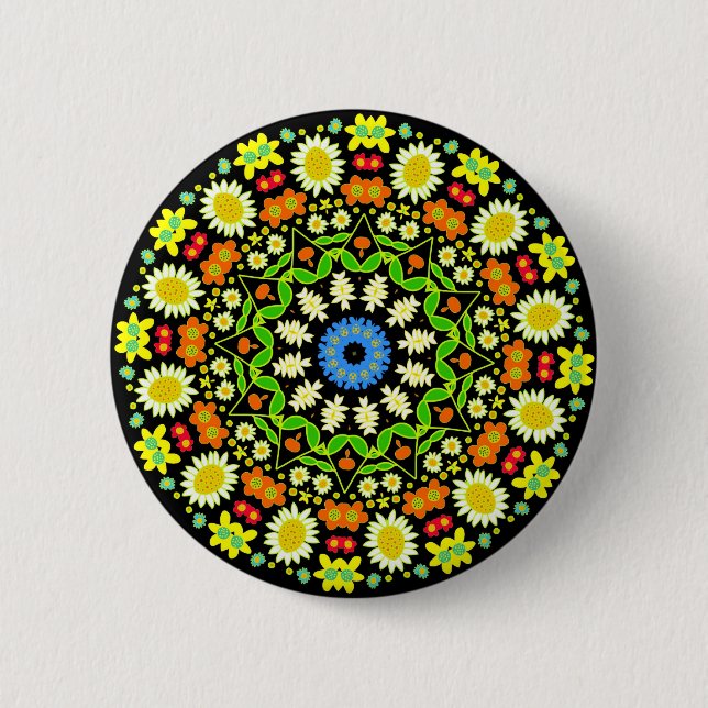 Spring Flowers Kaleidoscope 01 6 Cm Round Badge (Front)