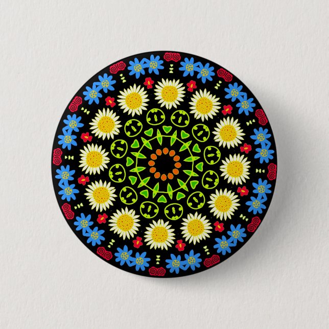 Spring Flowers Kaleidoscope 04 6 Cm Round Badge (Front)