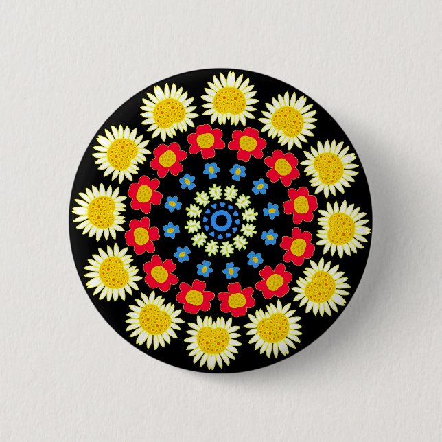 Spring Flowers Kaleidoscope 05 6 Cm Round Badge (Front)