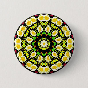 Spring Flowers Kaleidoscope 09 6 Cm Round Badge