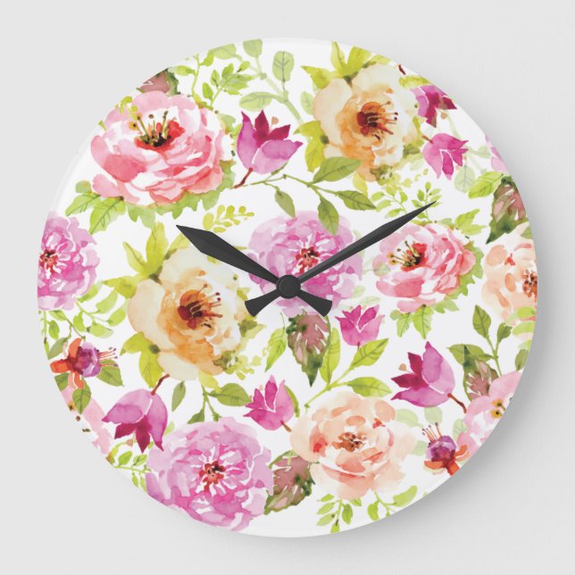 Spring Flowers Large Clock (Front)