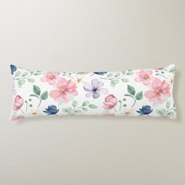 Spring Flowers & Leaves Pattern Body Cushion (Front)