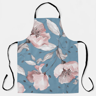 Spring flowers, leaves, seamless design apron