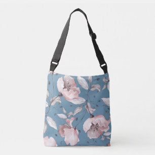Spring flowers, leaves, seamless design crossbody bag