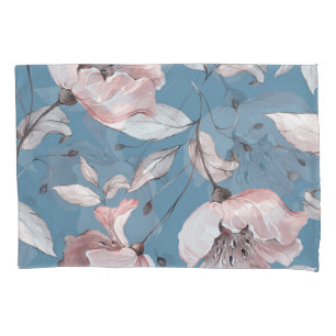 Spring flowers, leaves, seamless design pillowcase