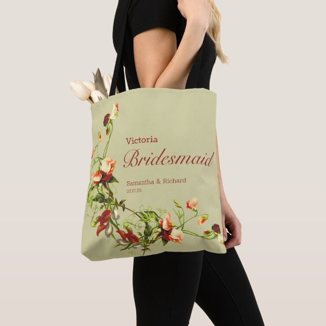 Spring Flowers Monogrammed Tote Bag (Close Up)