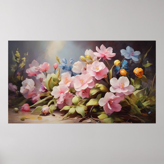 Spring flowers oil painting poster (Front)