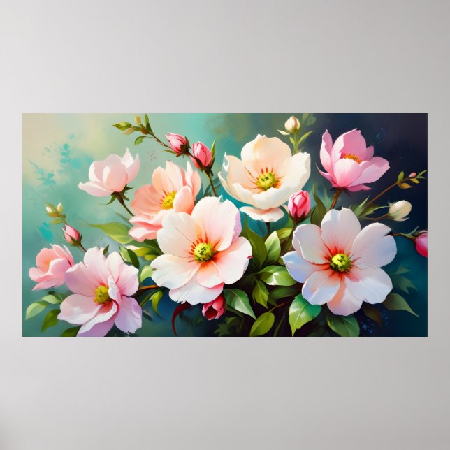 Spring flowers oil painting poster (Front)