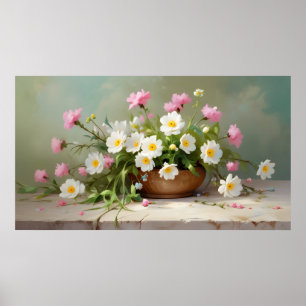 Spring flowers oil painting poster