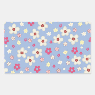 spring flowers on blue background rectangular sticker