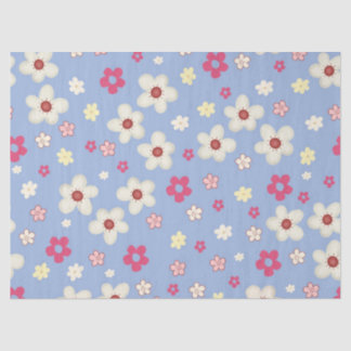 spring flowers on blue background tissue paper