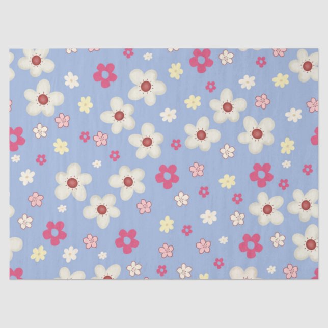 spring flowers on blue background tissue paper (Front)