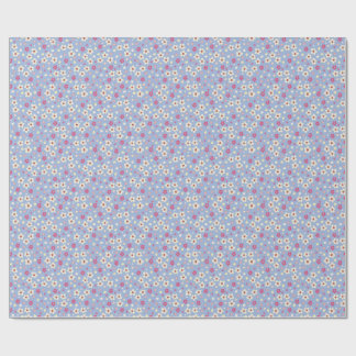 spring flowers on blue background wrapping paper