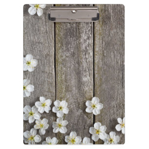 Spring Flowers On Wooden Table Clipboard