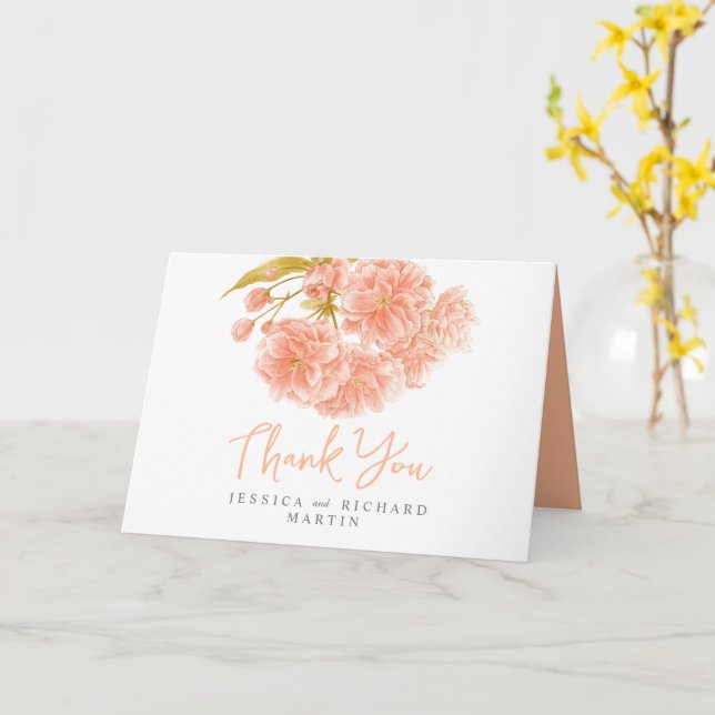 Spring flowers orange art wedding thank you cards (Yellow Flower)