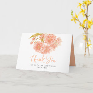 Spring flowers orange art wedding thank you cards