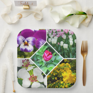 Spring Flowers Paper Plate